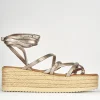 Sandali zeppa tacco 5cm pelle oro