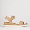 Sandali zeppa tacco 3cm pelle beige