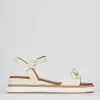 Sandali zeppa tacco 4cm pelle bianco