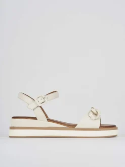 Sandali zeppa tacco 4cm pelle bianco