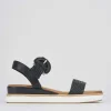 Sandali zeppa tacco 3cm pelle nero