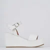 Sandali zeppa tacco 7cm pelle bianco