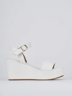 Sandali zeppa tacco 7cm pelle bianco