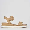 Sandali zeppa tacco 3cm pelle beige