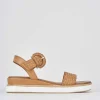 Sandali zeppa tacco 3cm pelle marrone