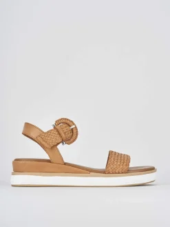 Sandali zeppa tacco 3cm pelle marrone