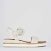 Sandali zeppa tacco 3cm pelle beige