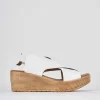 Sandali zeppa tacco 6cm pelle bianco