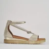 Sandali zeppa tacco 3cm pelle oro