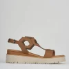 Sandali zeppa tacco 3cm pelle marrone