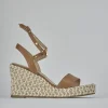 Sandali zeppa tacco 11cm pelle marrone
