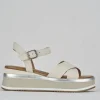 Sandali zeppa tacco 5cm pelle bianco