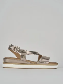 Sandali zeppa tacco 3cm pelle argento