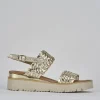 Sandali zeppa tacco 3cm pelle oro