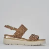 Sandali zeppa tacco 3cm pelle marrone