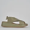 Sandali zeppa tacco 5cm pelle verde