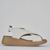Sandali zeppa tacco 5cm pelle bianco