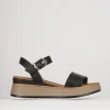 Sandali zeppa tacco 6cm pelle nero