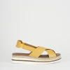 Sandali zeppa tacco 5cm pelle marrone