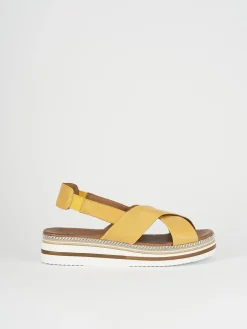 Sandali zeppa tacco 5cm pelle marrone