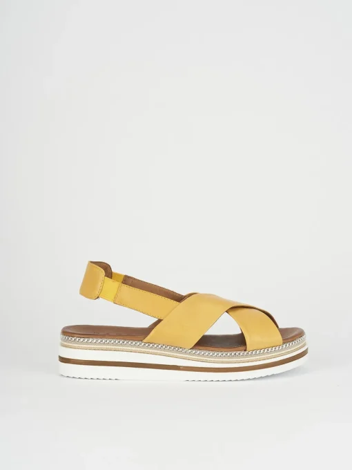 Sandali zeppa tacco 5cm pelle marrone