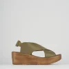 Sandali zeppa tacco 6cm pelle verde