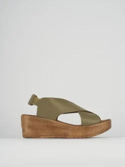 Sandali zeppa tacco 6cm pelle verde