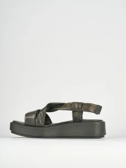 Sandali zeppa tacco 3cm pelle nero