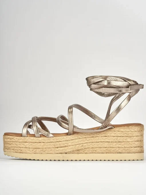 Sandali zeppa tacco 5cm pelle oro