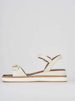 Sandali zeppa tacco 4cm pelle bianco