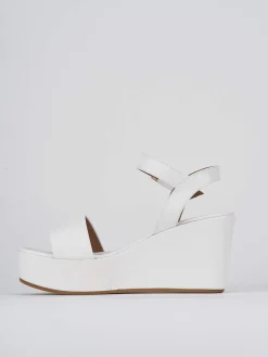 Sandali zeppa tacco 7cm pelle bianco
