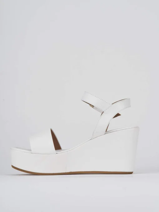 Sandali zeppa tacco 7cm pelle bianco
