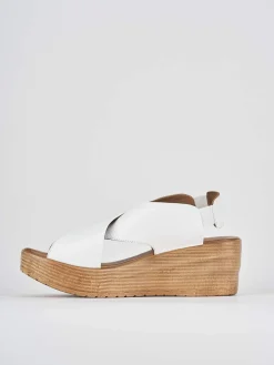 Sandali zeppa tacco 6cm pelle bianco