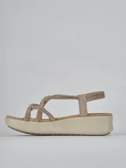 Sandali zeppa tacco 4cm pelle rosa