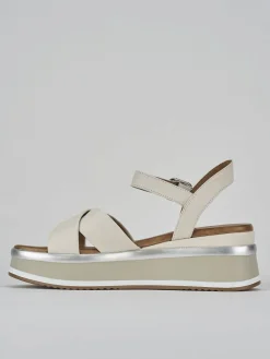 Sandali zeppa tacco 5cm pelle bianco