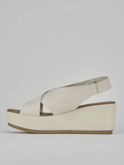 Sandali zeppa tacco 7cm pelle bianco