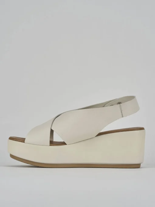 Sandali zeppa tacco 7cm pelle bianco
