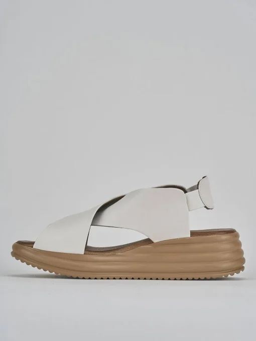Sandali zeppa tacco 5cm pelle bianco