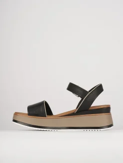 Sandali zeppa tacco 6cm pelle nero