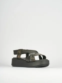 Sandali zeppa tacco 3cm pelle nero