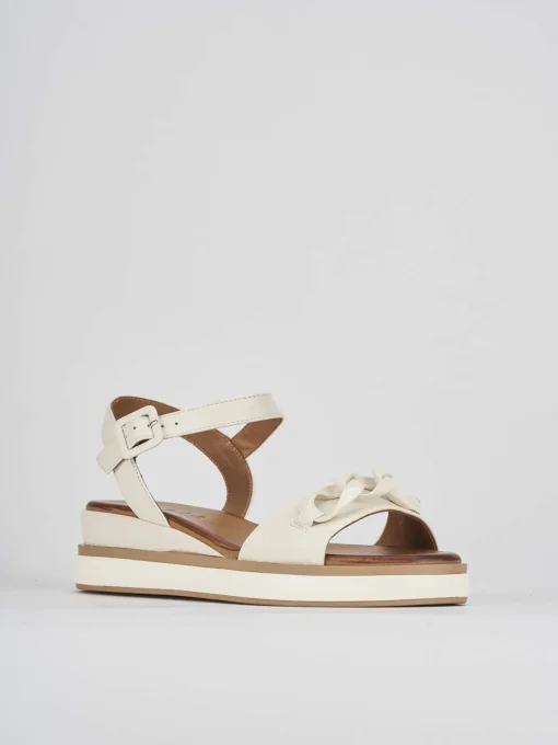 Sandali zeppa tacco 4cm pelle bianco