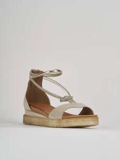 Sandali zeppa tacco 3cm pelle oro