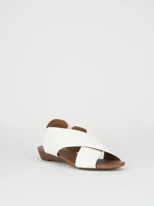 Sandali zeppa tacco 3cm pelle bianco