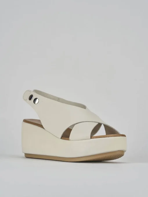 Sandali zeppa tacco 7cm pelle bianco