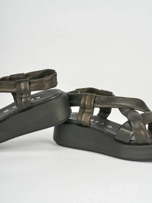Sandali zeppa tacco 3cm pelle nero
