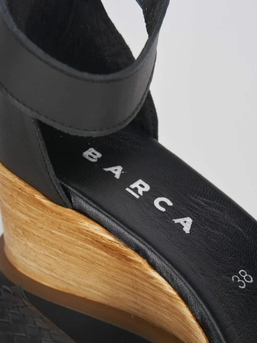 Sandali zeppa tacco 8cm pelle nero