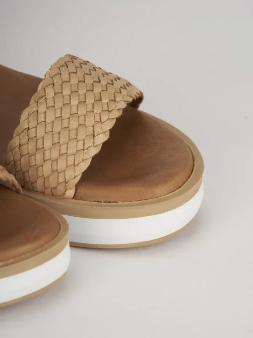 Sandali zeppa tacco 3cm pelle beige