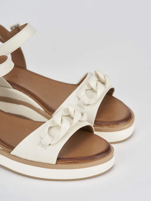 Sandali zeppa tacco 4cm pelle bianco