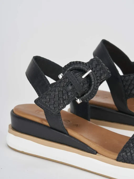 Sandali zeppa tacco 3cm pelle nero