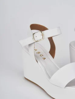 Sandali zeppa tacco 7cm pelle bianco